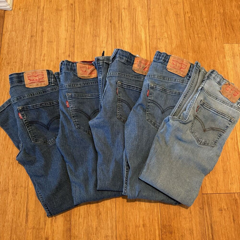 5 Pack School Week Bundle Boys Jeans Levi 511 Size 12